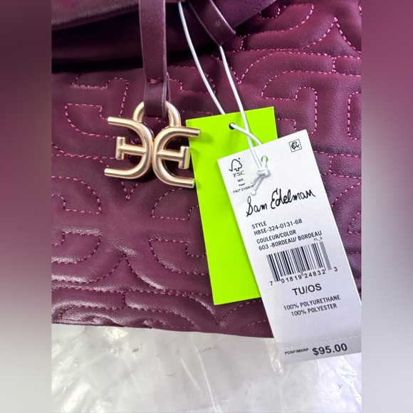 Sam Edelman Ethyl Top Zip E/W Tote. Bordeau. - Picture 16 of 16